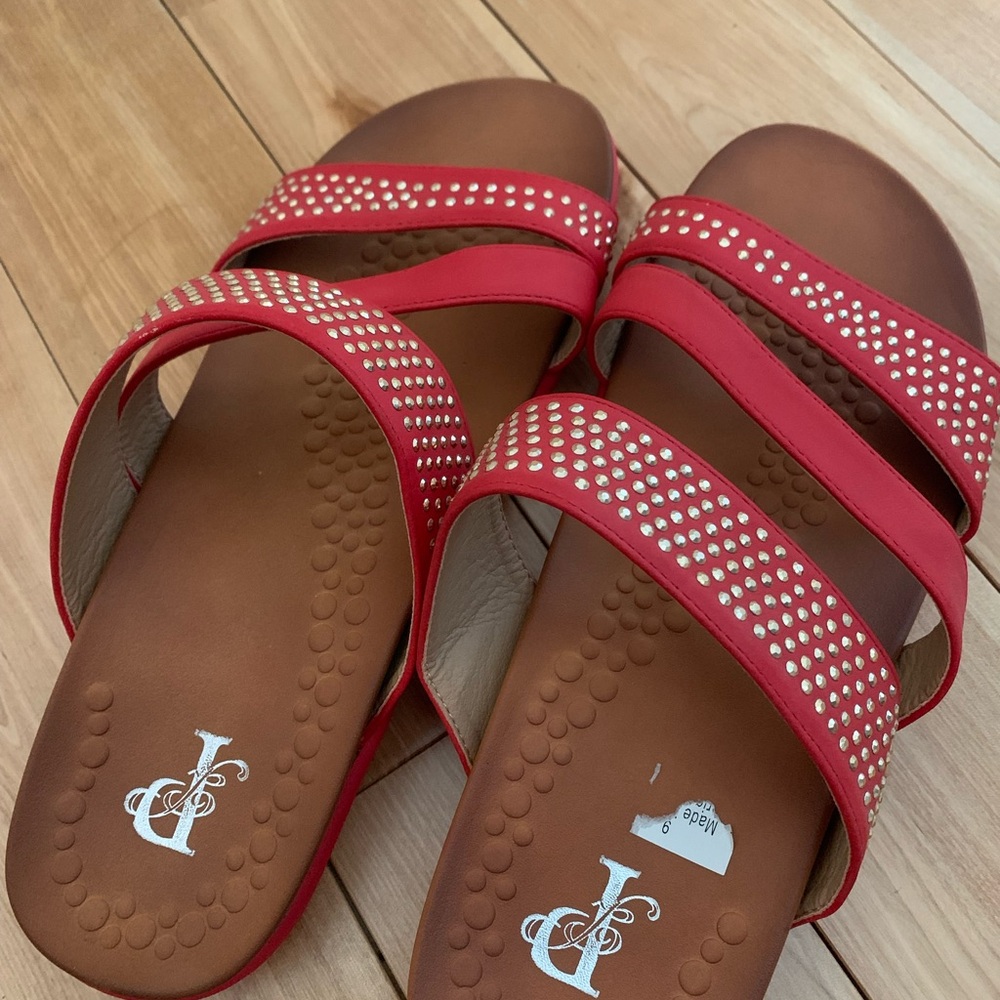 Red Studded Women's Sandals